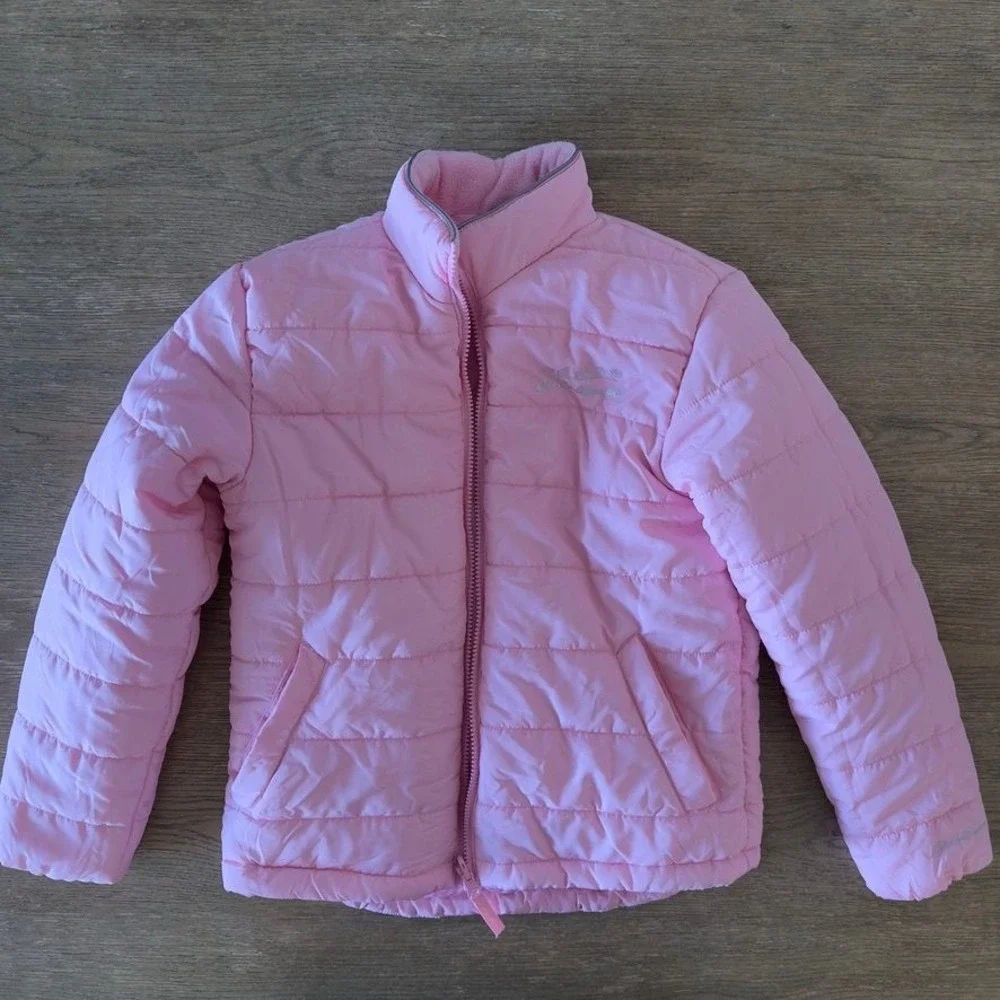 Eddie Bauer Girls 3-in-1 Winter Jacket Pink Pastel Hooded Puffer Coat M 10/12